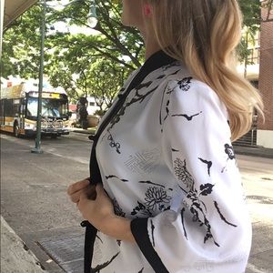 Stunning Asian button blouse vintage L